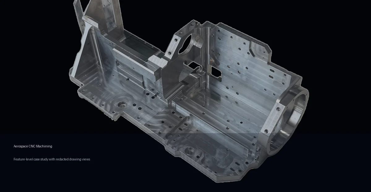 Large aluminum aerospace structural base CNC machining case study image