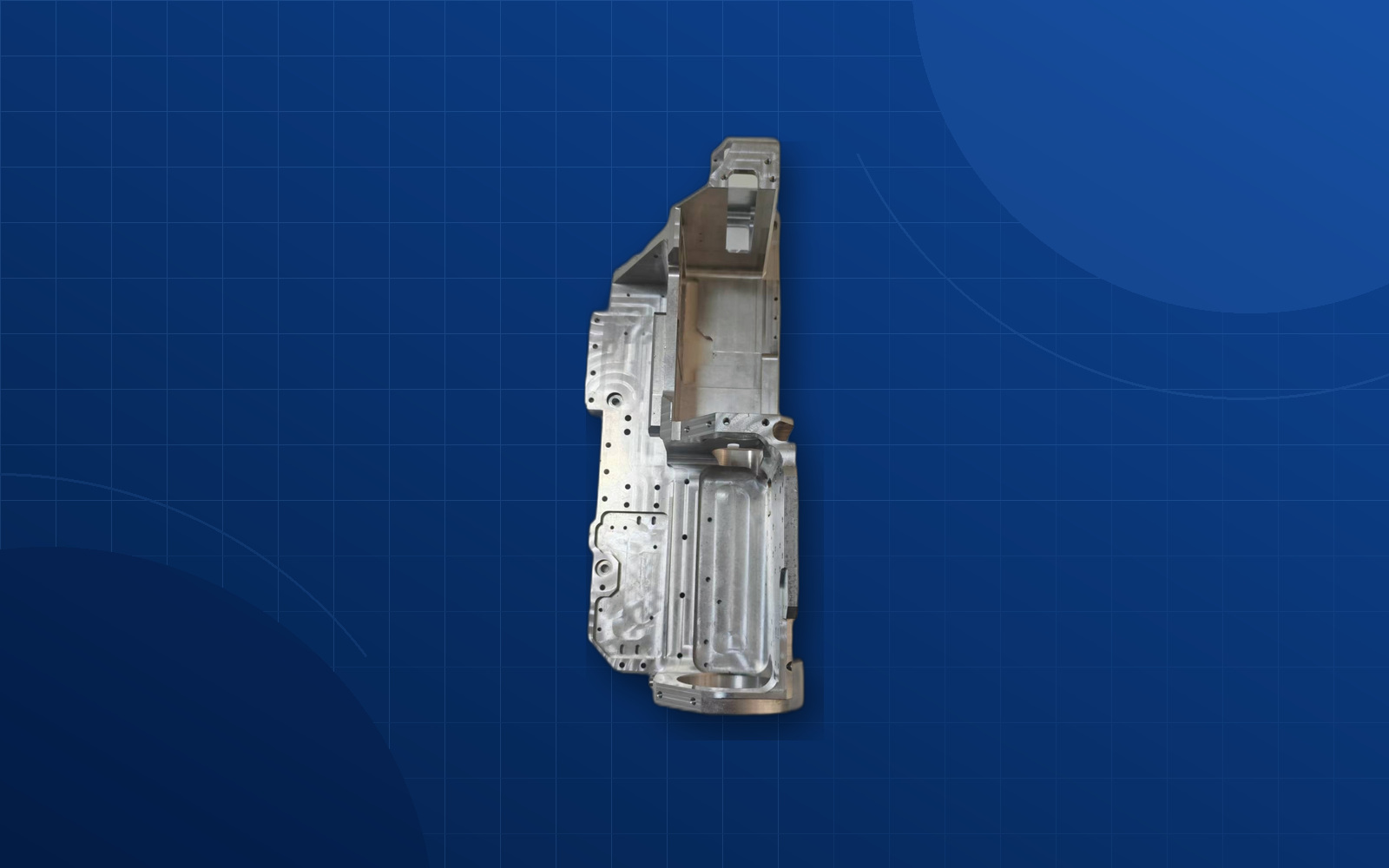 Deep blue background aerospace precision component