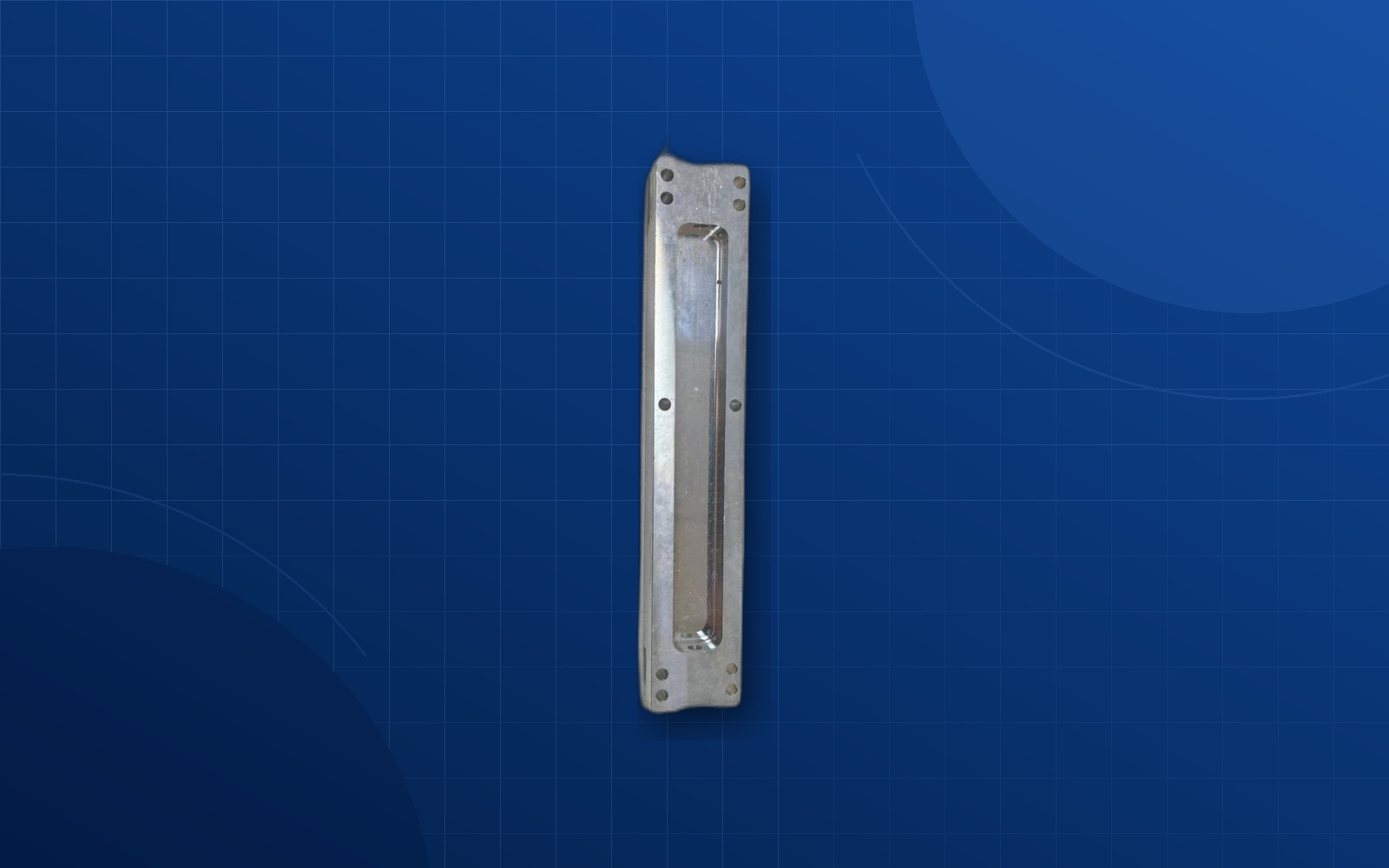 Deep blue background optoelectronics precision machined component